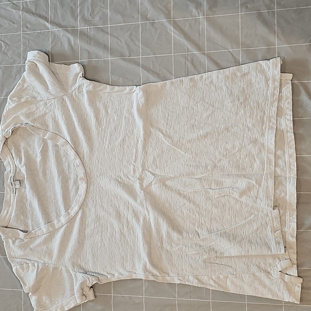 Women Standard James Perse White/Cream Casual Cotton T-Shirt Size Small